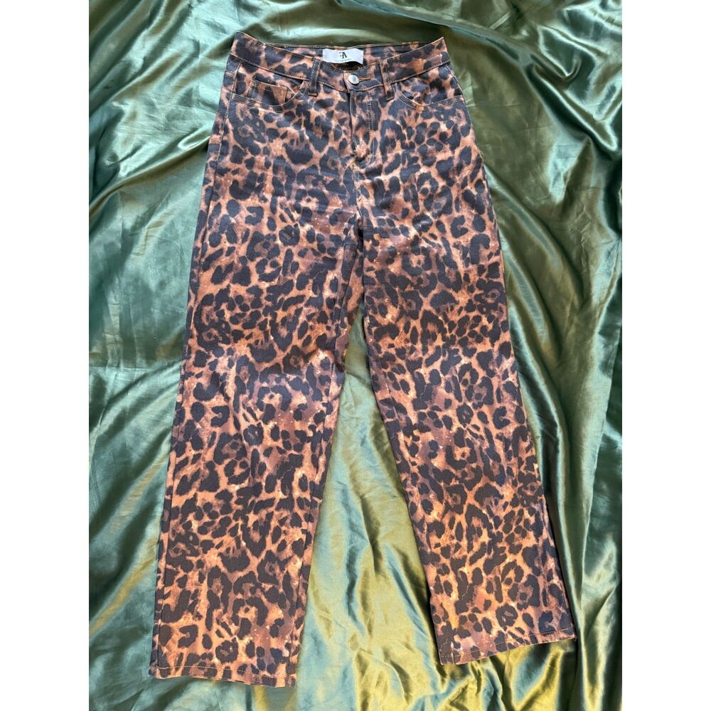 Flying Angel Y2K Style Leopard Pattern Wide/Straight Leg Jeans